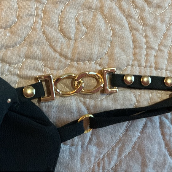 CACHE Y2K Sheer Top Cover Up Tank w Gold Toned Spaghetti Straps Hardware size L - Picture 3 of 14